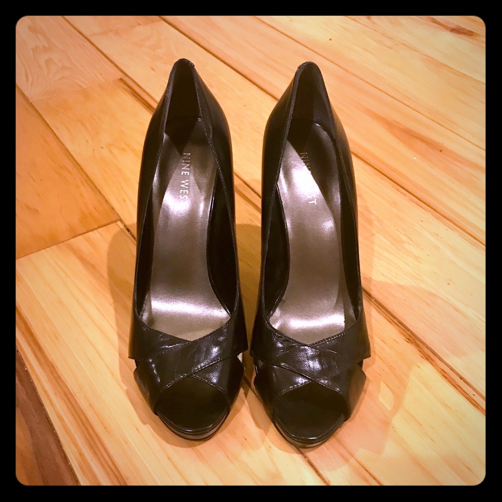Nine West Peep Toe 4 Inch Black Heels